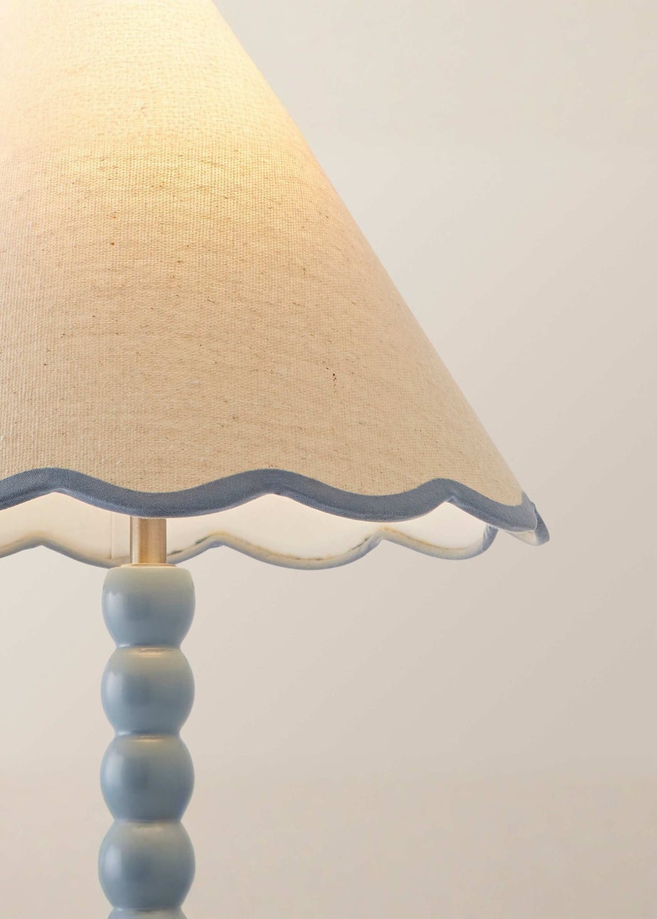 ValueLights Bobbles Painted Blue Table Lamp with Large Tapered Shade