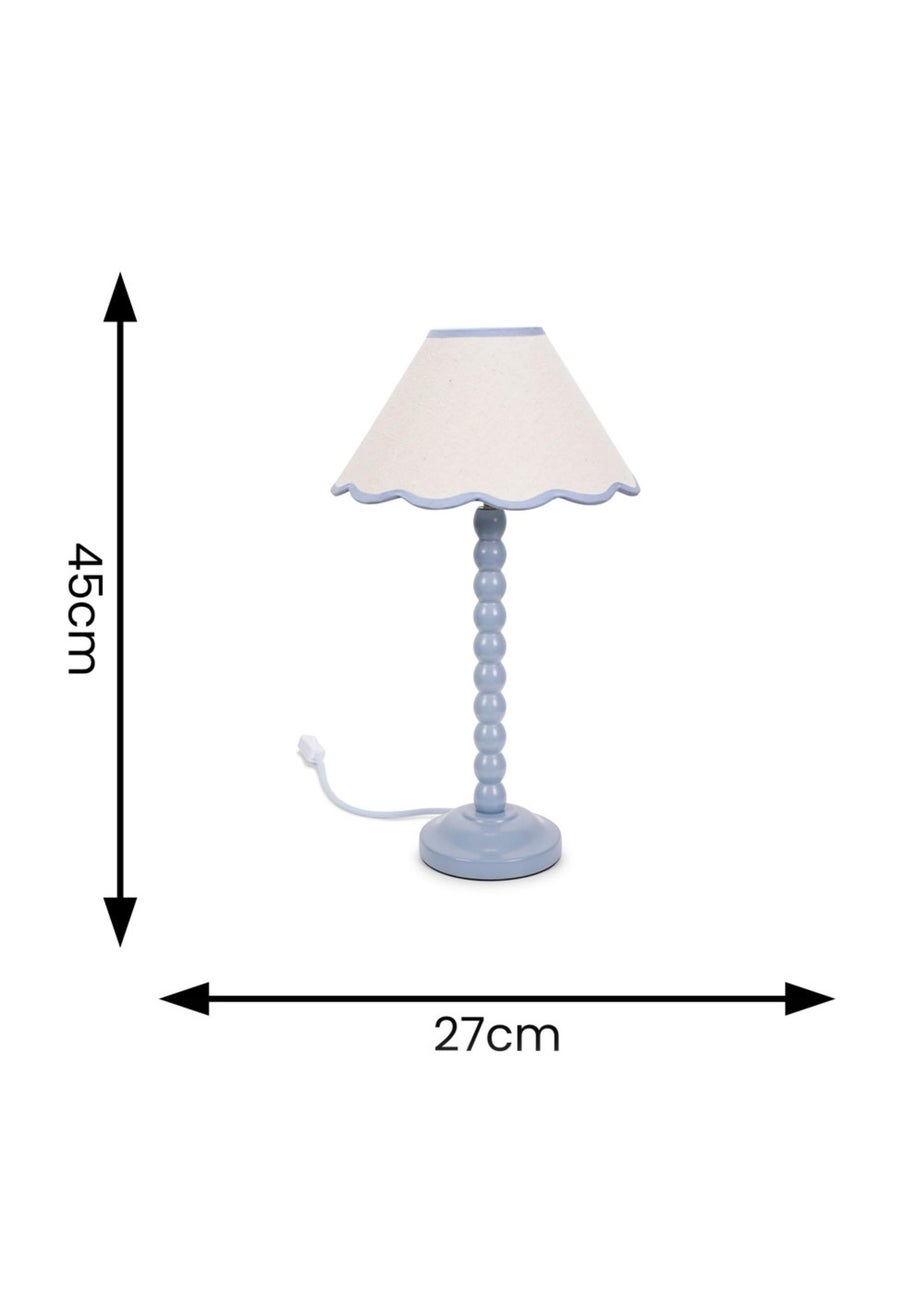 ValueLights Bobbles Painted Blue Table Lamp with Large Tapered Shade