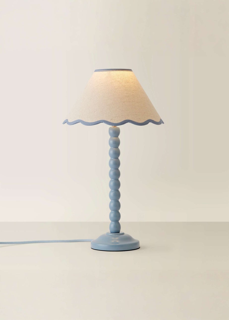 ValueLights Bobbles Painted Blue Table Lamp with Large Tapered Shade