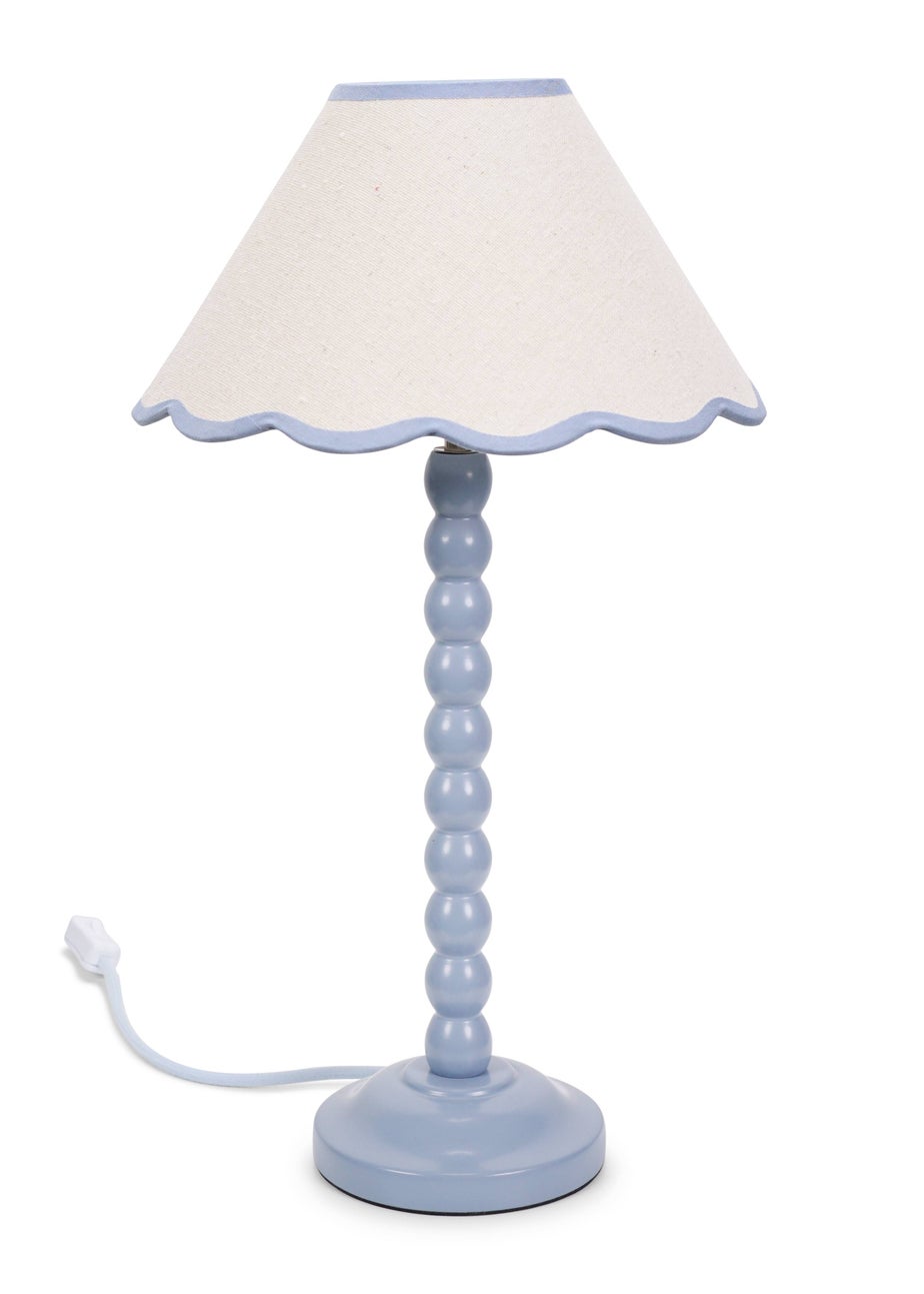 ValueLights Bobbles Painted Blue Table Lamp with Large Tapered Shade