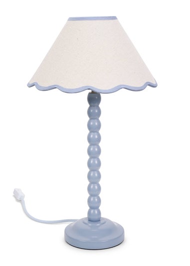 ValueLights Bobbles Painted Blue Table Lamp with Large Tapered Shade