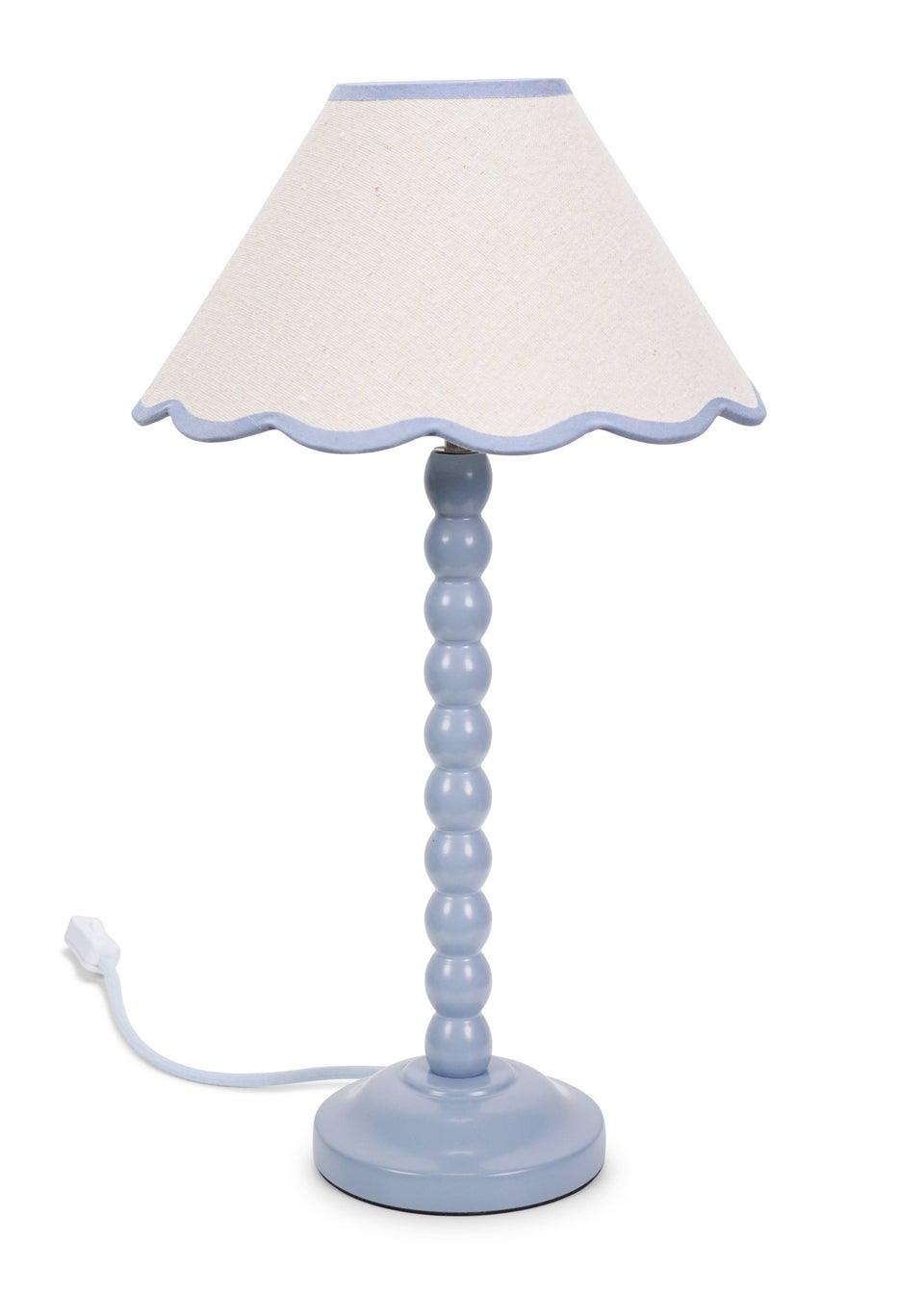 ValueLights Bobbles Painted Blue Table Lamp with Large Tapered Shade