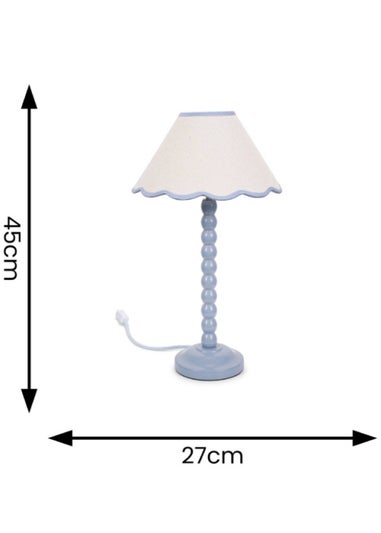 ValueLights Bobbles Painted Blue Table Lamp with Large Tapered Shade