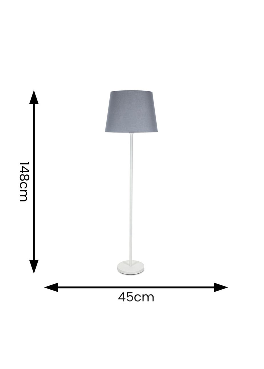 ValueLights Charlie Painted White Floor Lamp with Large Tapered Shade