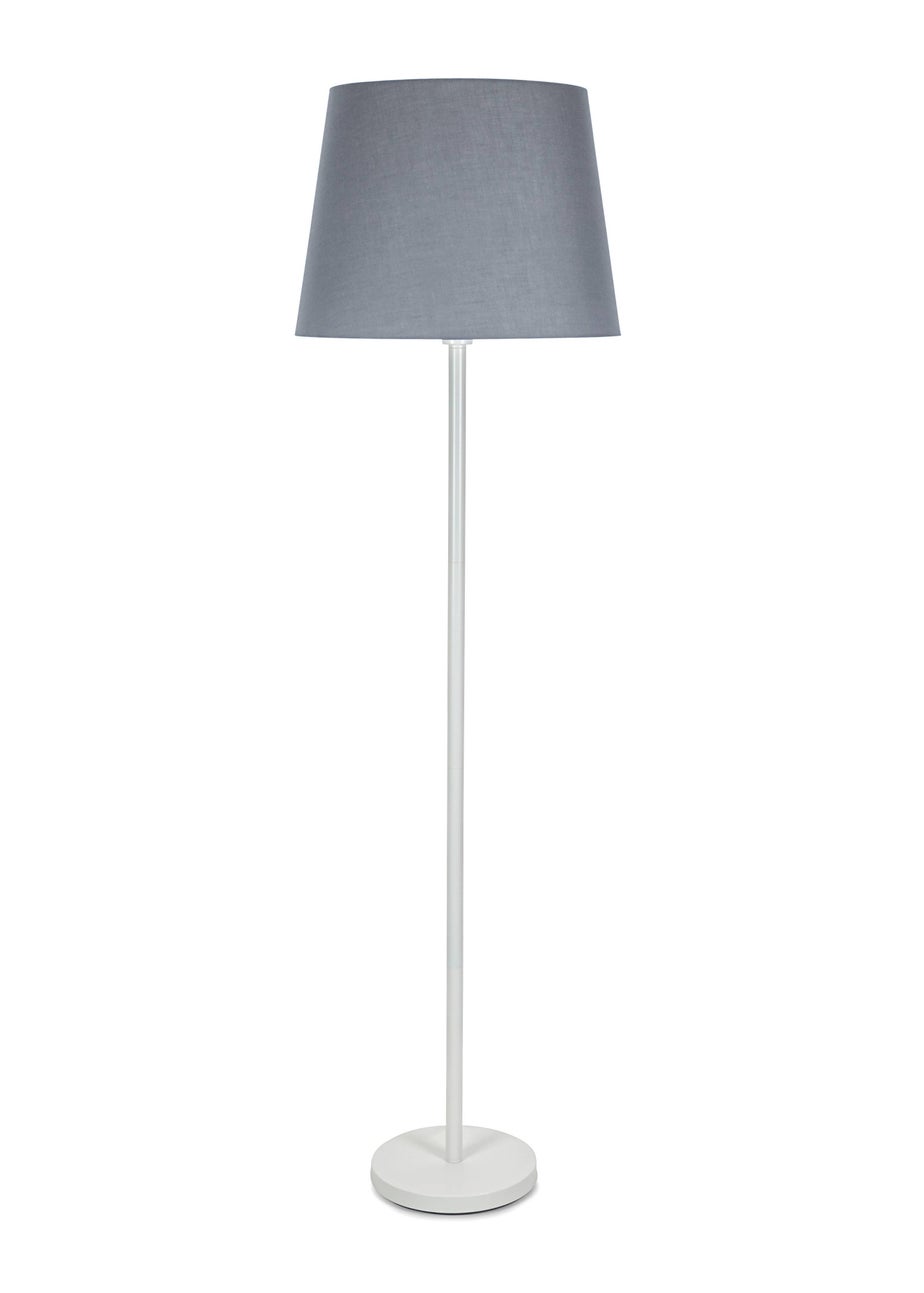 ValueLights Charlie Painted White Floor Lamp with Large Tapered Shade