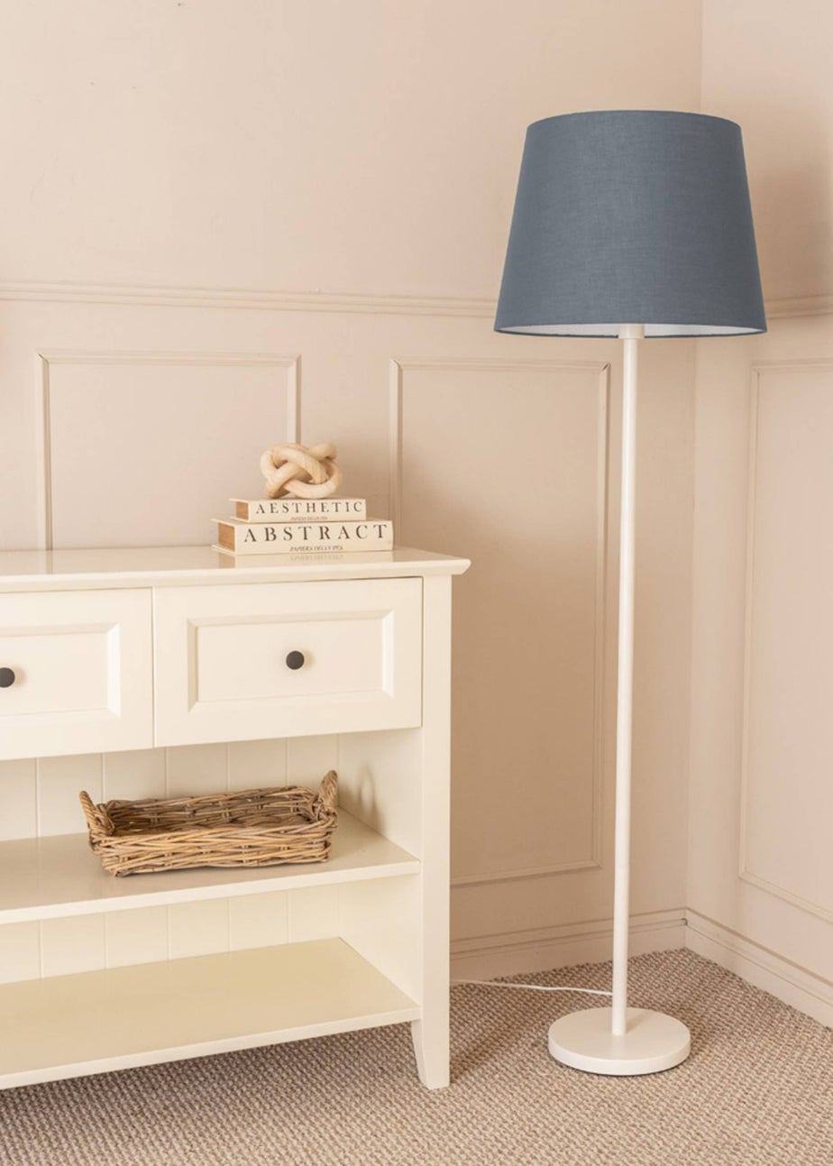 ValueLights Charlie Painted White Floor Lamp with Large Tapered Shade