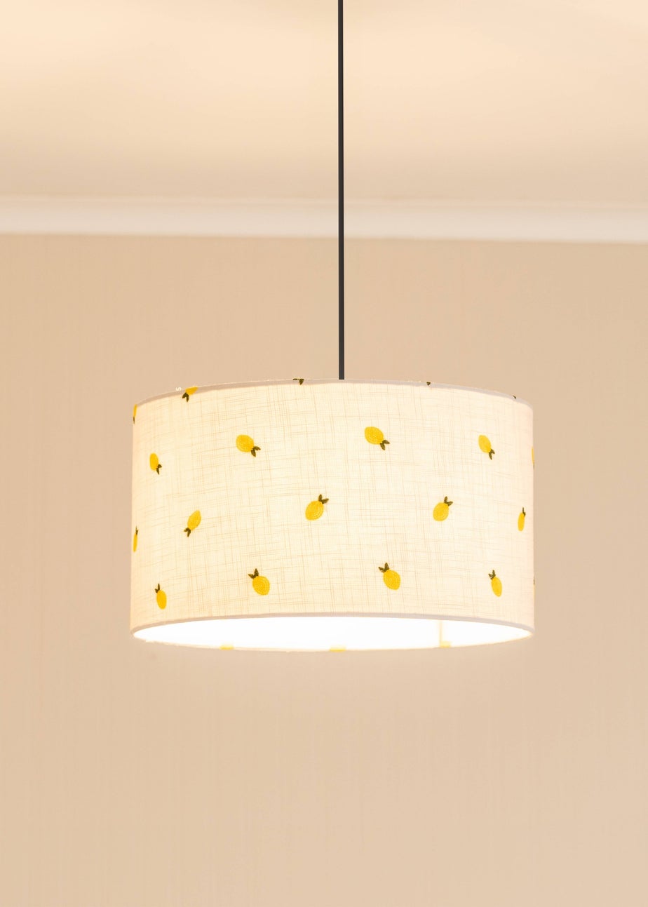 ValueLights Medium Brae Fabric Cream Drum Ceiling Pendant Shade