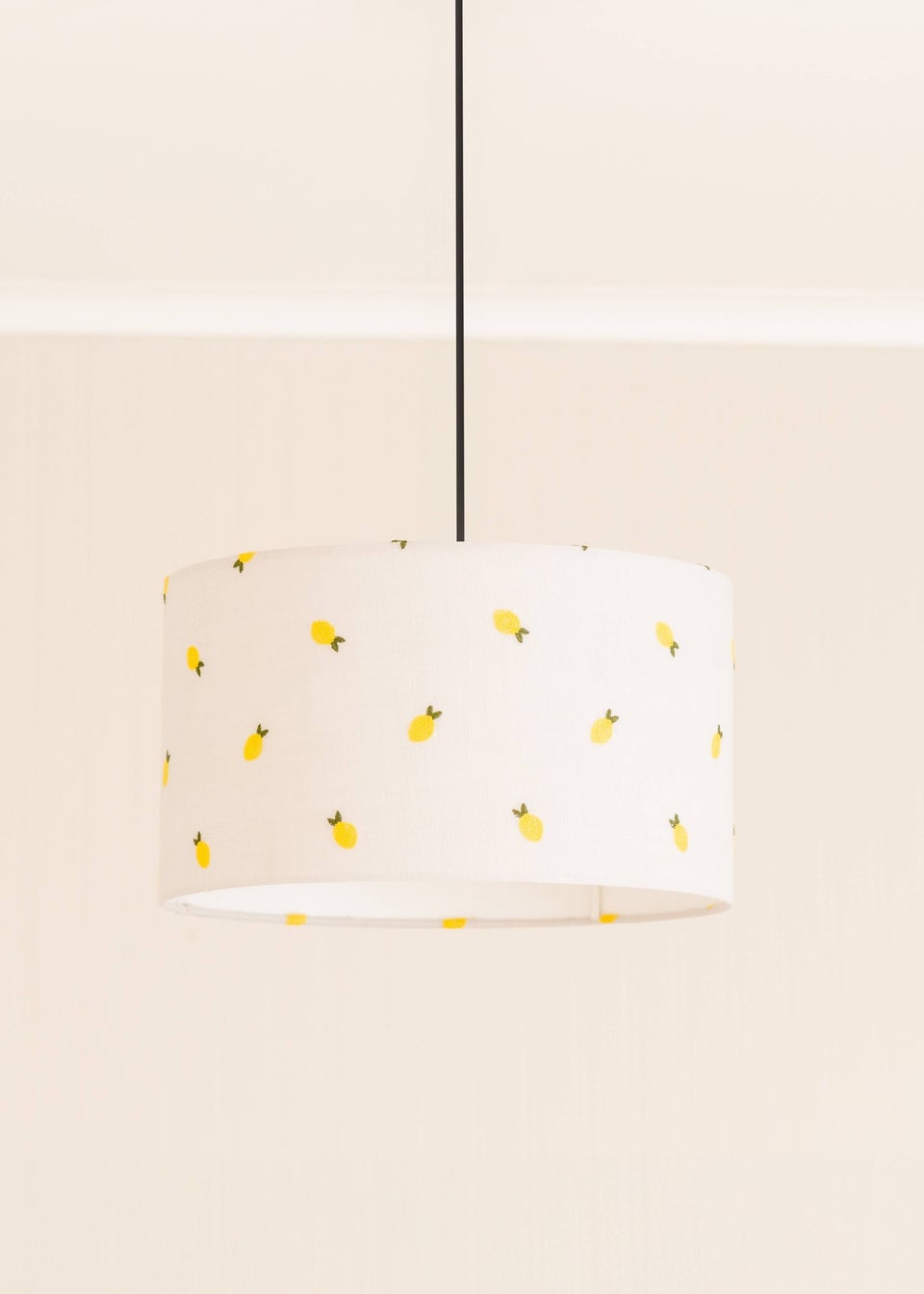 ValueLights Medium Brae Fabric Cream Drum Ceiling Pendant Shade