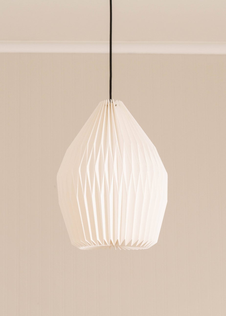 ValueLights Medium Astrid Matte White Paper Hourglass Ceiling Pendant Shade