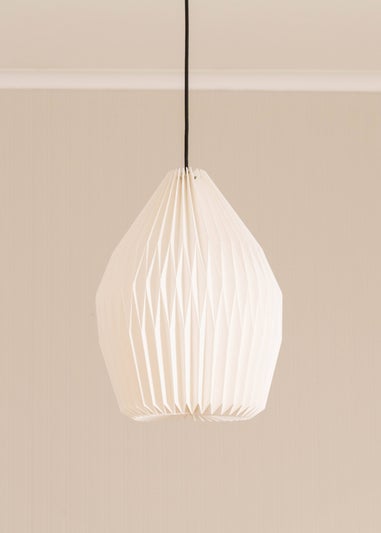 ValueLights Medium Astrid Matte White Paper Hourglass Ceiling Pendant Shade