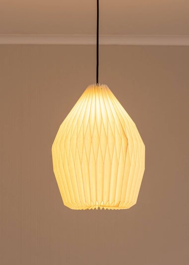 ValueLights Medium Astrid Matte White Paper Hourglass Ceiling Pendant Shade