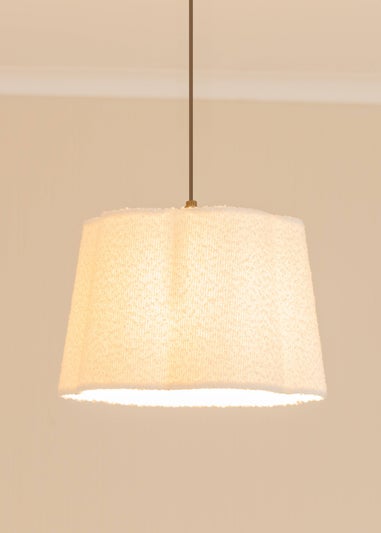 ValueLights Medium Amy Boucle Cream Tapered Ceiling Pendant Shade