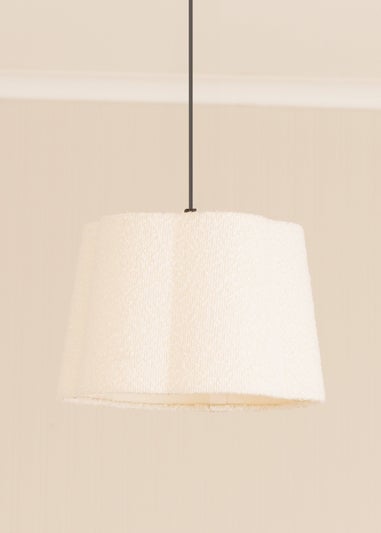 ValueLights Medium Amy Boucle Cream Tapered Ceiling Pendant Shade