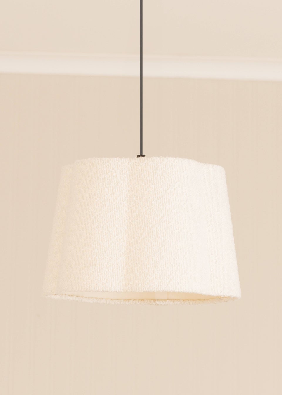 ValueLights Medium Amy Boucle Cream Tapered Ceiling Pendant Shade