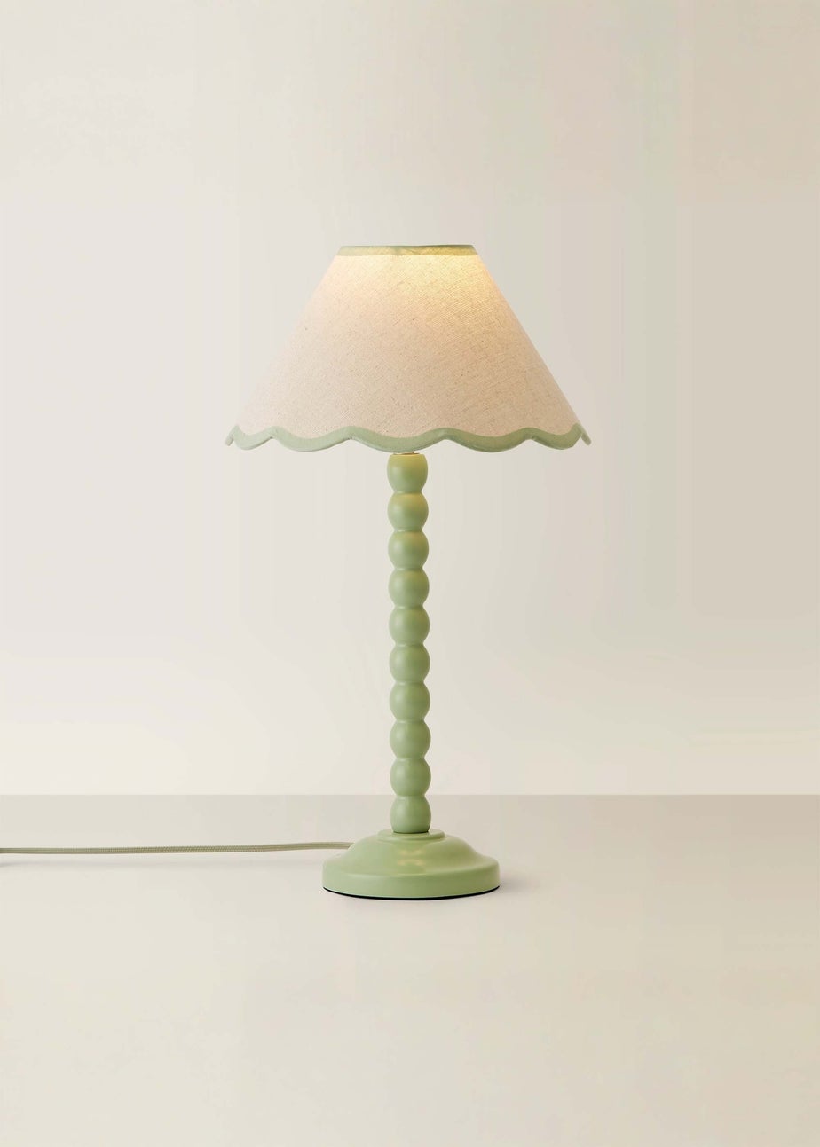 ValueLights Bobbles Painted Green Table Lamp with Small Tapered Shade