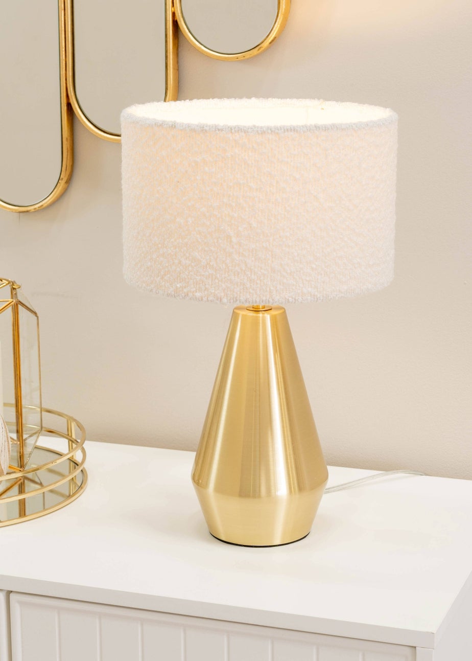 ValueLights Jax Dimmable Antique Gold Table Lamp with Small Drum Shade