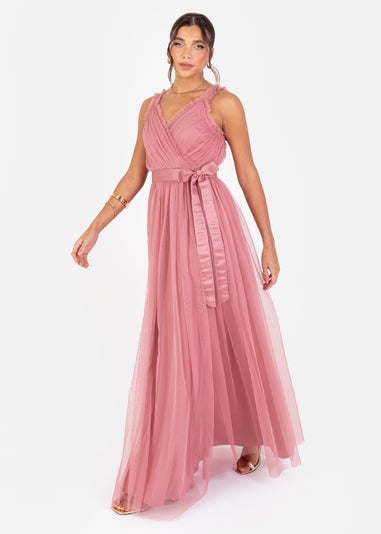 Anaya with Love Recycled Dusty Rose Wrap Strappy Maxi Dress