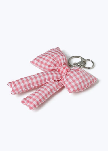 Pink Gingham Bow Keyring