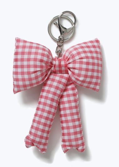 Pink Gingham Bow Keyring