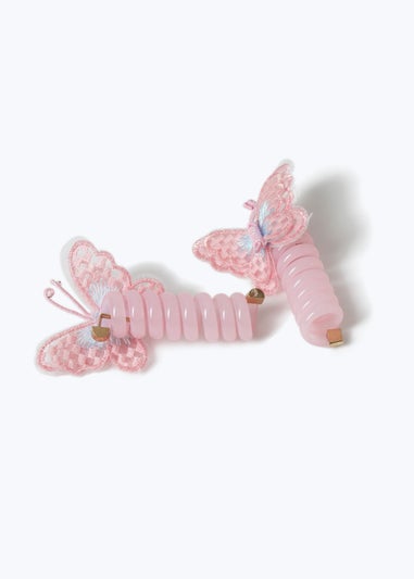 2 Pack Muse Pink Butterfly Spiral Hair Clips