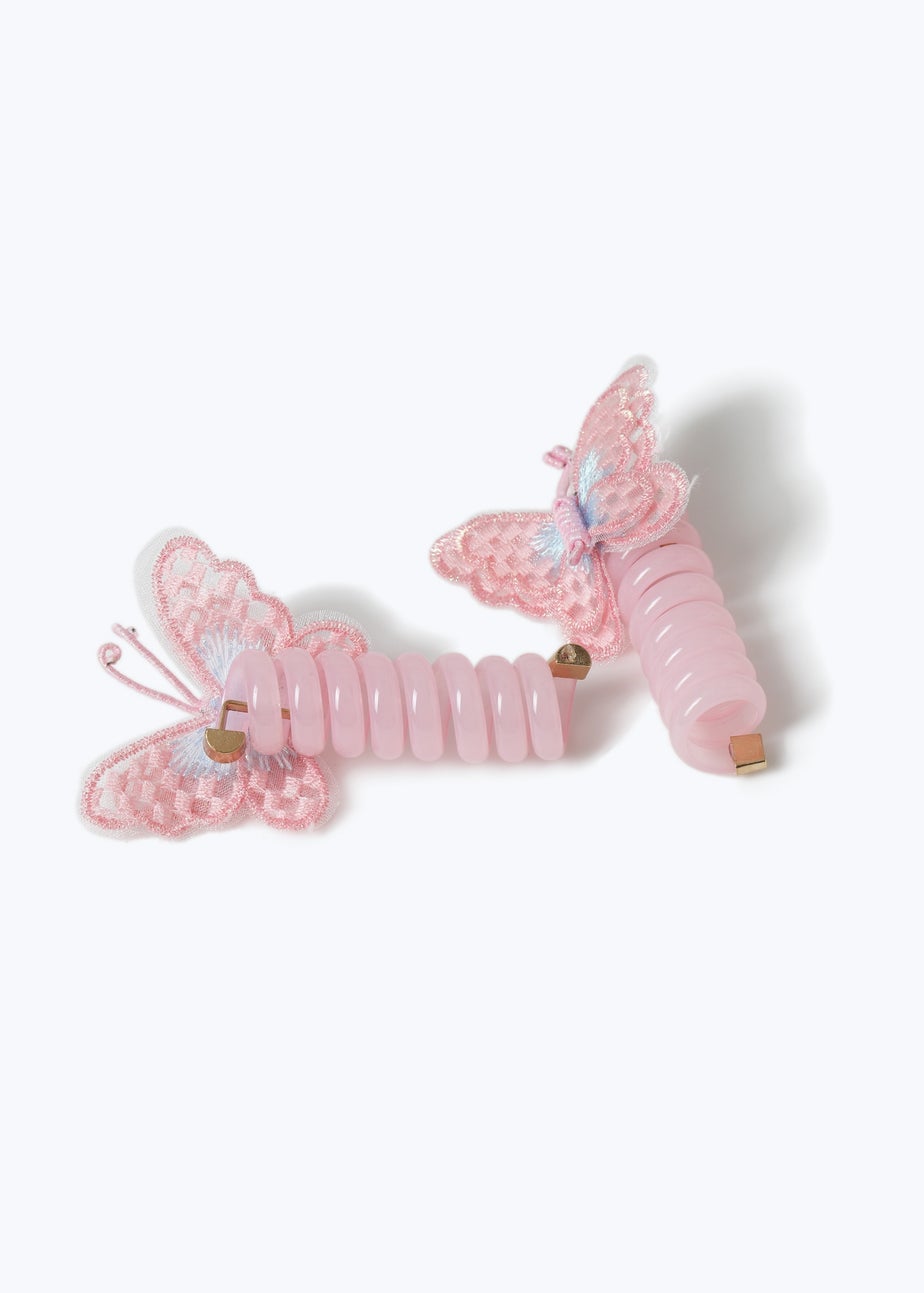 2 Pack Muse Pink Butterfly Spiral Hair Clips