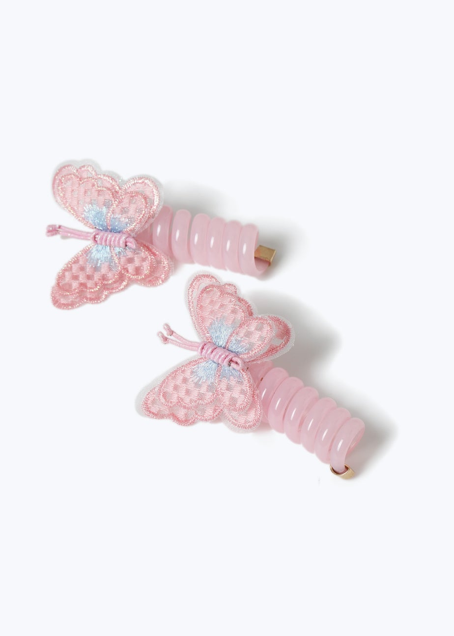 2 Pack Muse Pink Butterfly Spiral Hair Clips
