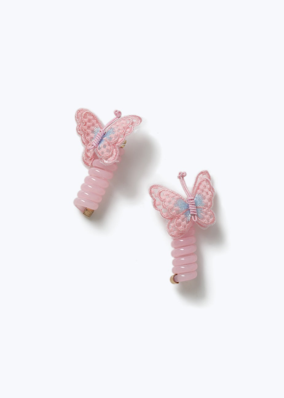 2 Pack Muse Pink Butterfly Spiral Hair Clips