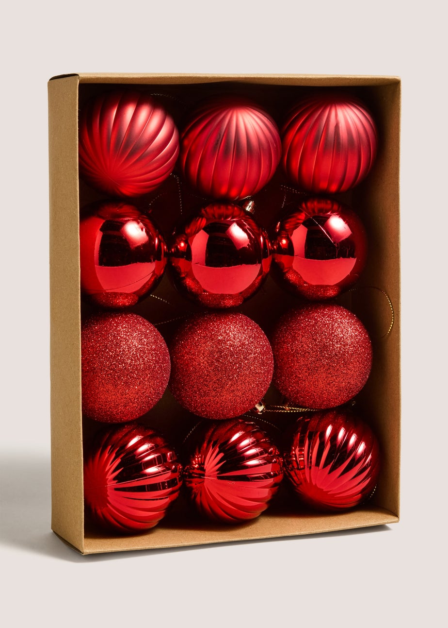 12 Pack Red Baubles
