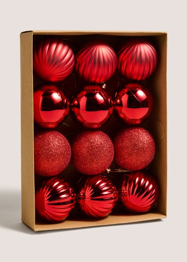 12 Pack Red Baubles