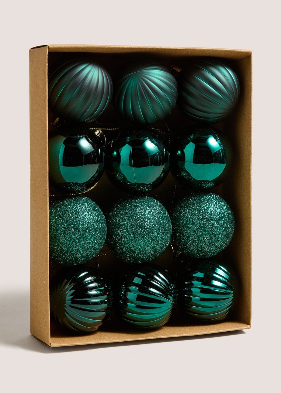 12 Pack Teal Baubles