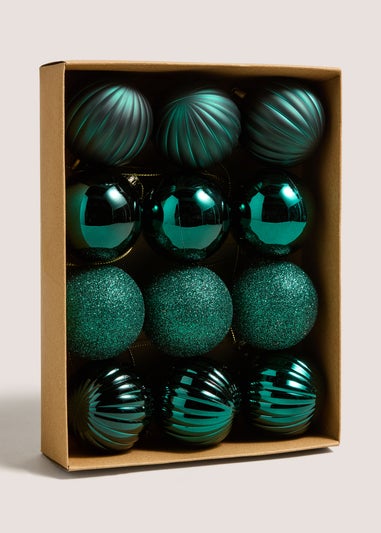 12 Pack Teal Baubles