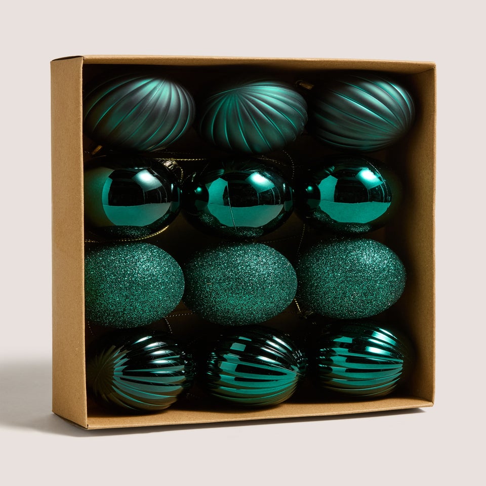 12 Pack Teal Baubles