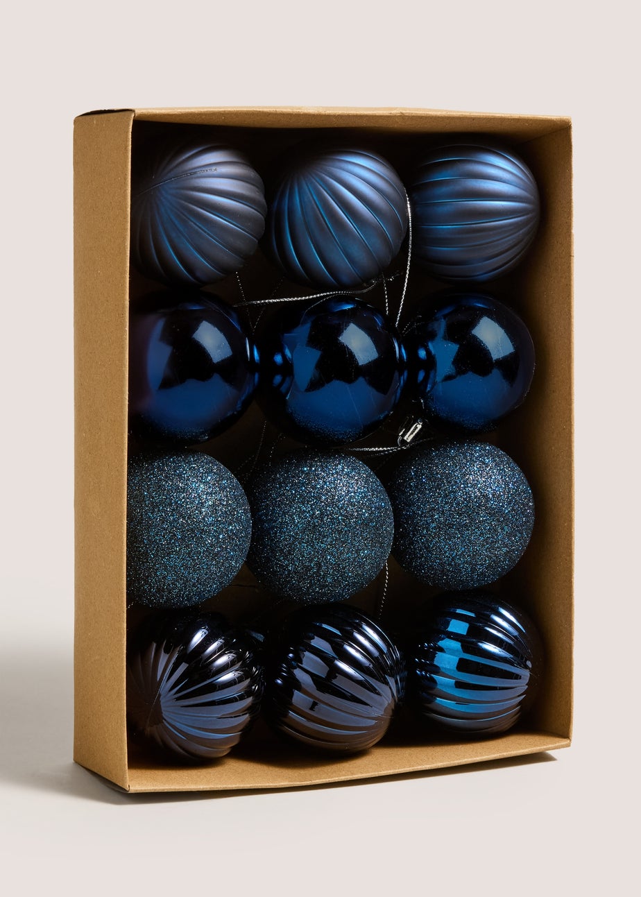 12 Pack Navy Baubles