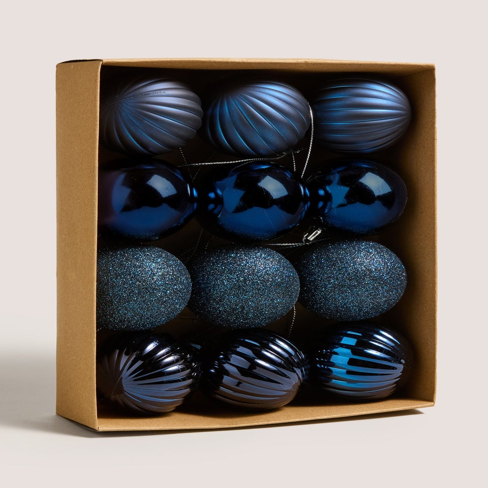12 Pack Navy Baubles