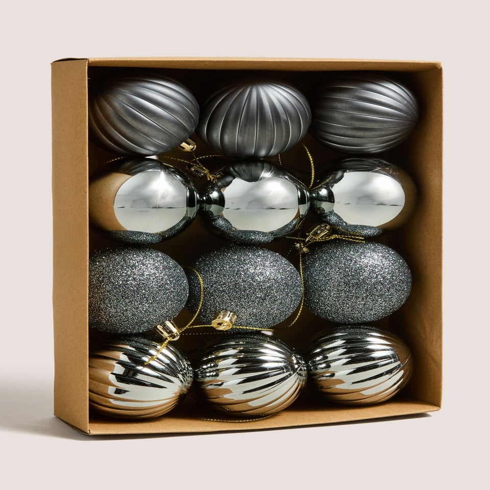 12 Pack Charcoal Baubles