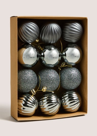 12 Pack Charcoal Baubles
