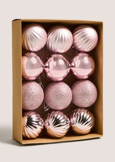 12 Pack Pink Baubles
