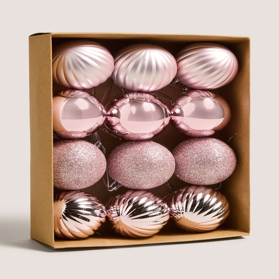 12 Pack Pink Baubles