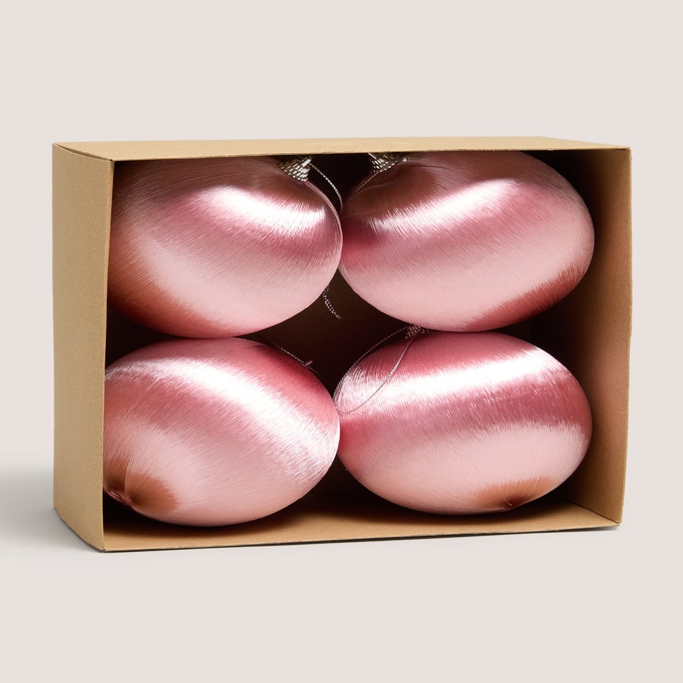 4 Pack Pink Satin Baubles