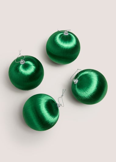 4 Pack Green Satin Baubles