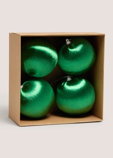 4 Pack Green Satin Baubles