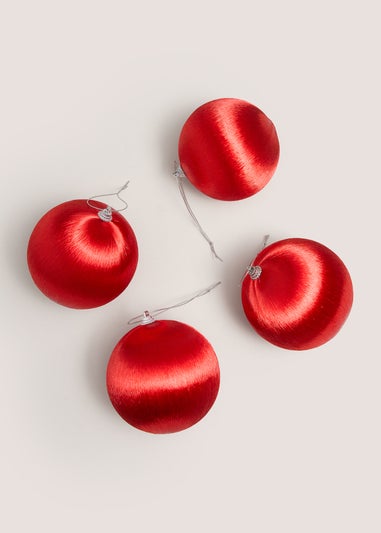 4 Pack Red Satin Baubles