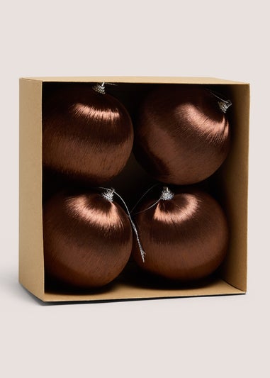 4 Pack Brown Satin Baubles