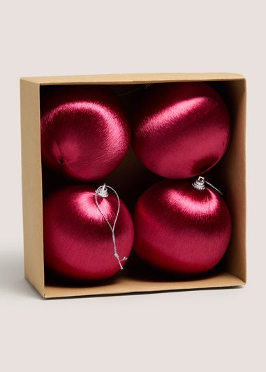 Burgundy Satin 4 Pack Baubles