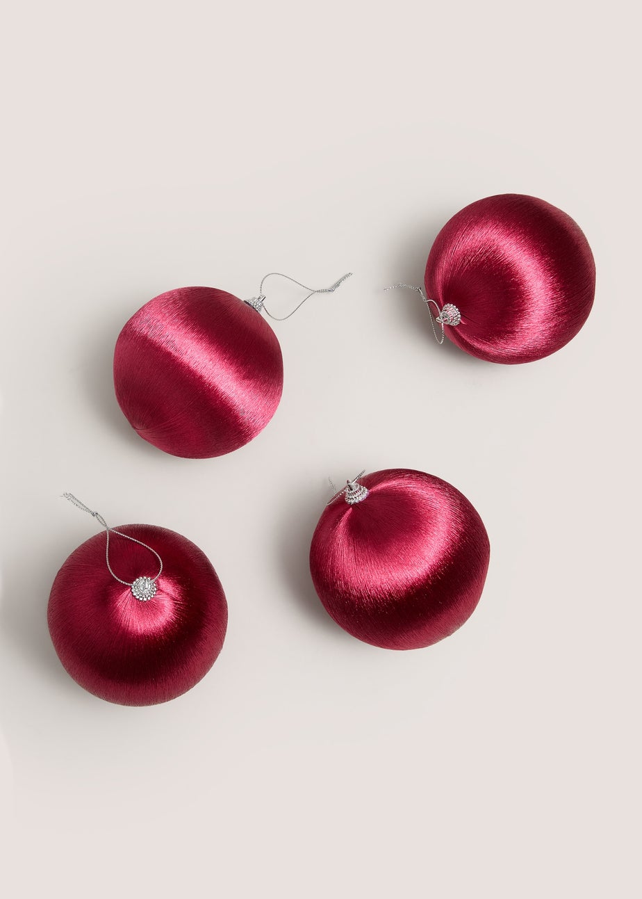 Burgundy Satin 4 Pack Baubles