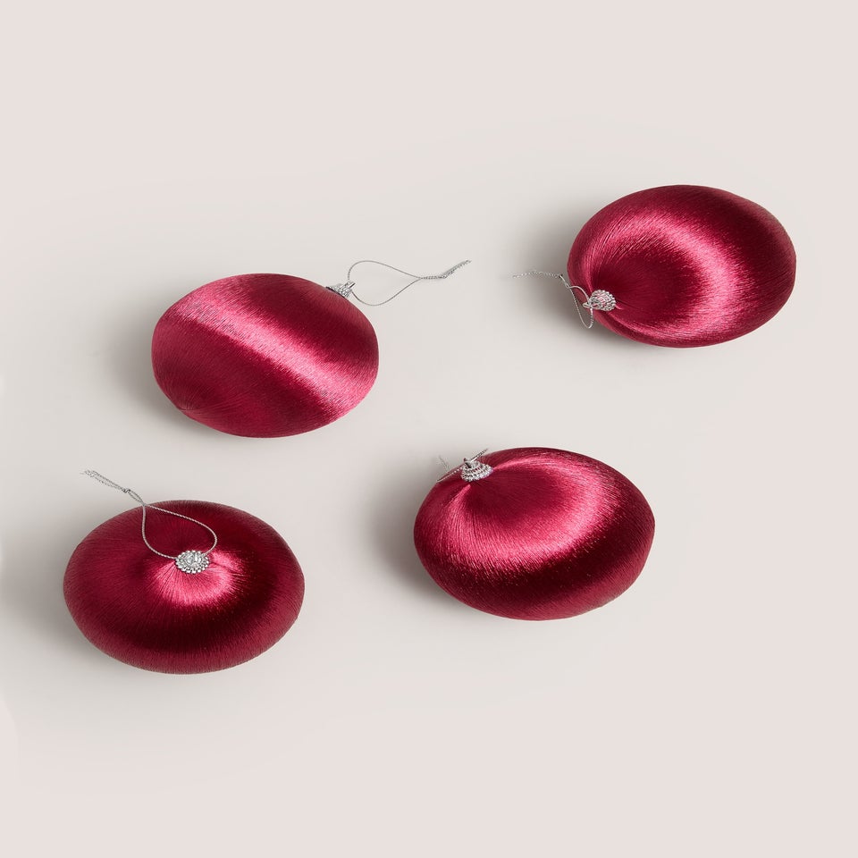 Burgundy Satin 4 Pack Baubles