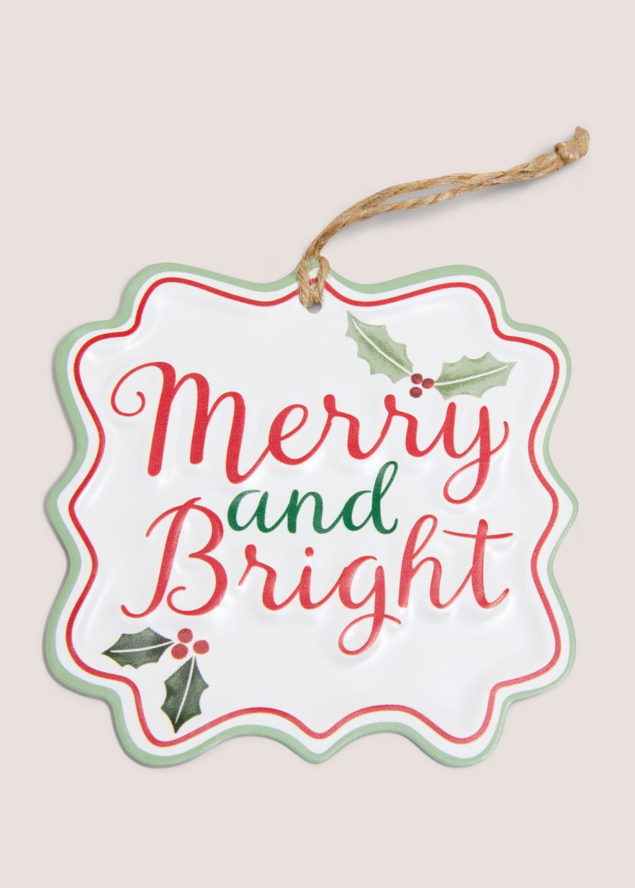Merry & Bright Metal Christmas Tree Decoration