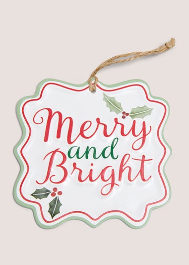 Merry & Bright Metal Christmas Tree Decoration