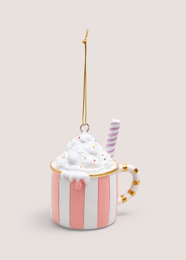 Pink Stripe Hot Chocolate Tree Decoration