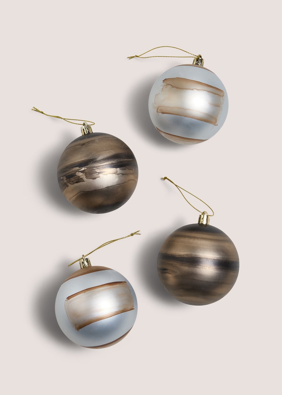 4 Pack Bronze Marble Baubles